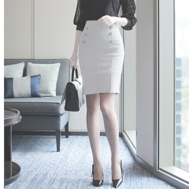 Chân váy bút chì cách điệu thiết kế phom chuẩn chất liệu vải nhập có độ co giản thanh lịch công sở MS01 | BigBuy360 - bigbuy360.vn