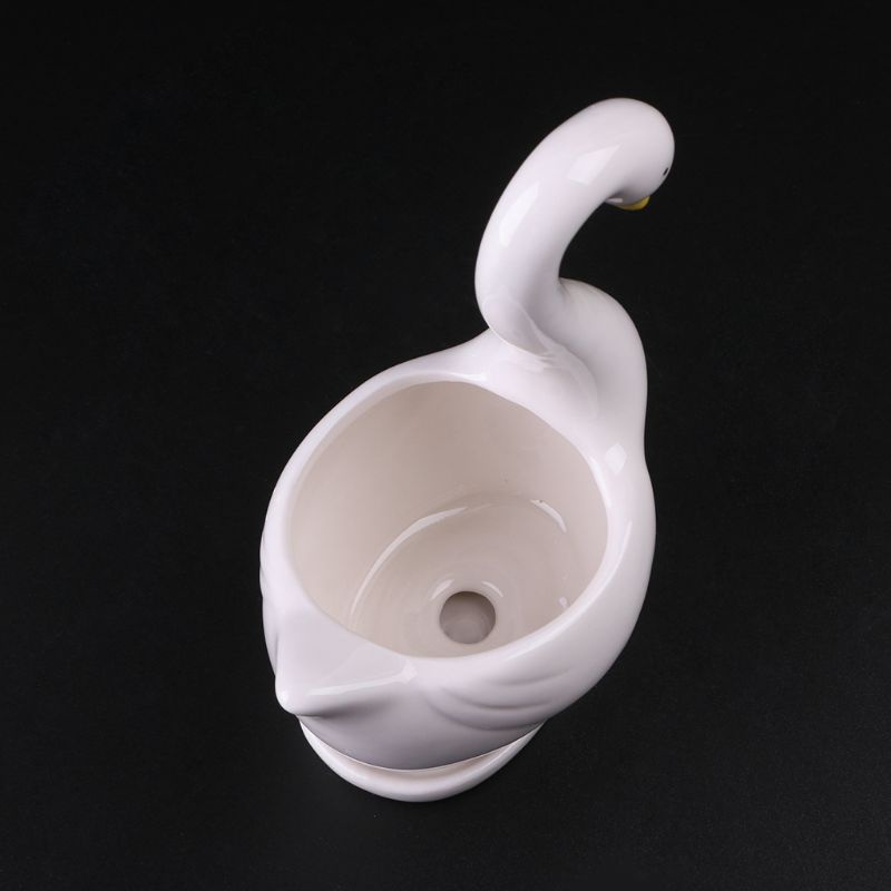 Chậu Sứ Trồng Cây Hình Thiên Nga Màu Trắng