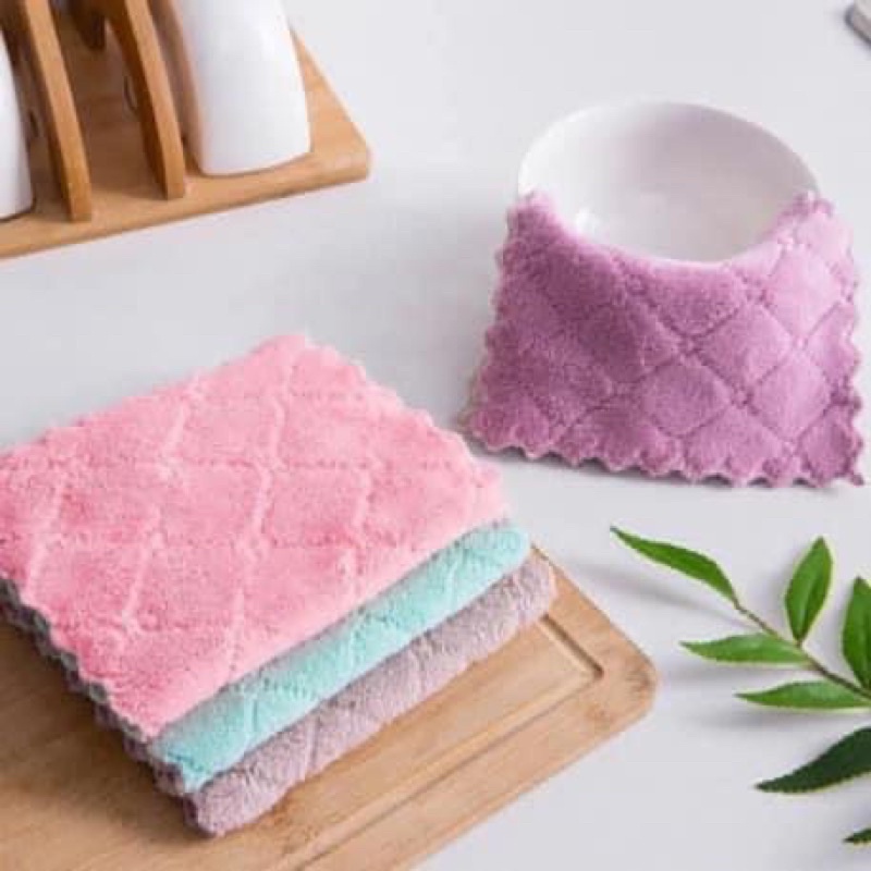 Set khăn lau bếp zic zắc- 2 mặt siêu thấm nước
