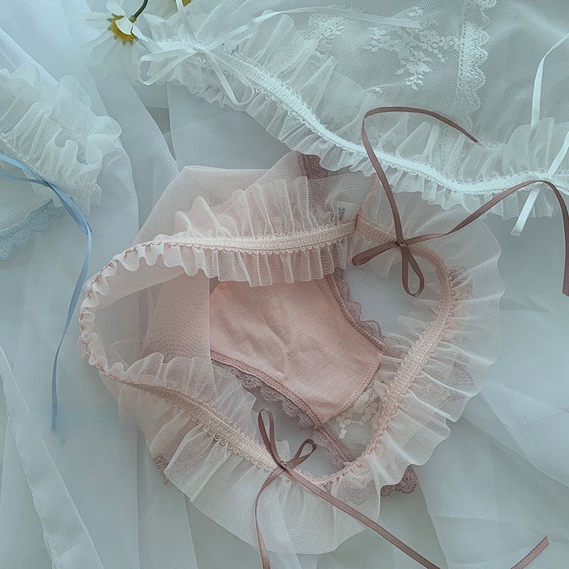 Quần Lót cotton Phối Ren Lưới Mỏng Thoáng Mát Quyến Rũ Cho Nữ