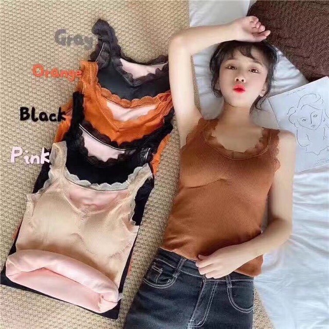 Áo 2 dây ren lót lông ấm áp loại 1