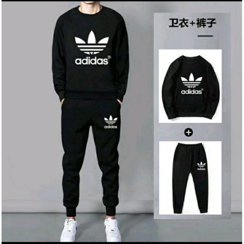 Bộ Nỉ Nam Cổ Tròn Dài Tay Bông Lúa - Đồ Bộ Nam Thể Thao Trơn Cao Cấp Thu Đông - Set Đồ Bộ Nam Mặc Nhà Chất Nỉ Dài Tay