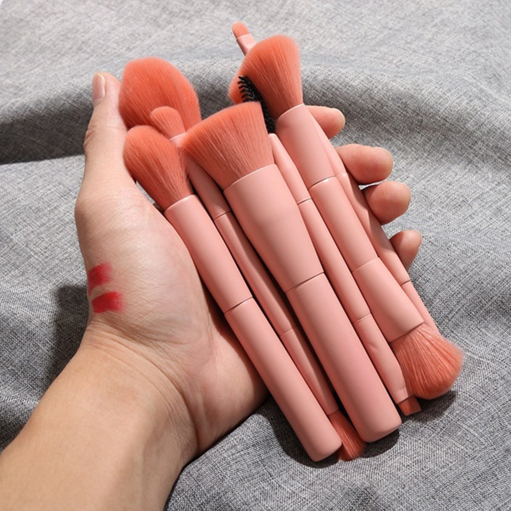 Set 1/10 Cọ Trang Điểm Phấn Nền/Phấn Mắt/Môi/Lông Mày Tay Cầm Gỗ Mềm Mại Thời Trang Cho Nữ