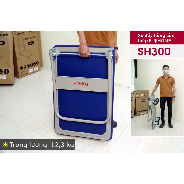 Xe đẩy hàng 4 bánh gấp gọn 150kg -300kg nhập khẩu FUJIHOME,bánh xe cao su siêu bền,chống ồn, xe kéo hàng gấp gọn đa năng