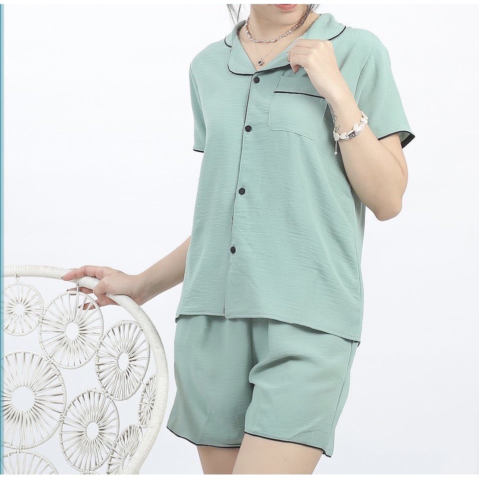 Bộ Pijama Nữ Mặc Nhà Cộc Tay Chất Liệu Đũi Lụa Cao Cấp Nhiều Màu, Labibi