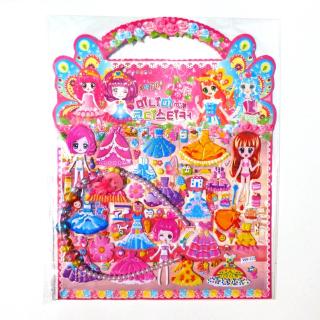 1 trẻ em phim hoạt hình dán đồ chơi nàng công chúa nàng tiên cá mỹ phẩm nhãn dán cô gái miễn phí ngọc trai tóc vành đai 