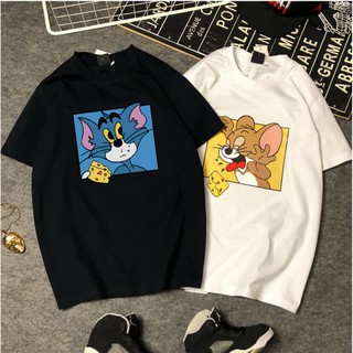 Áo thun tay lỡ Unisex form rộng Logo Tom and Jerry_Áo thun cặp