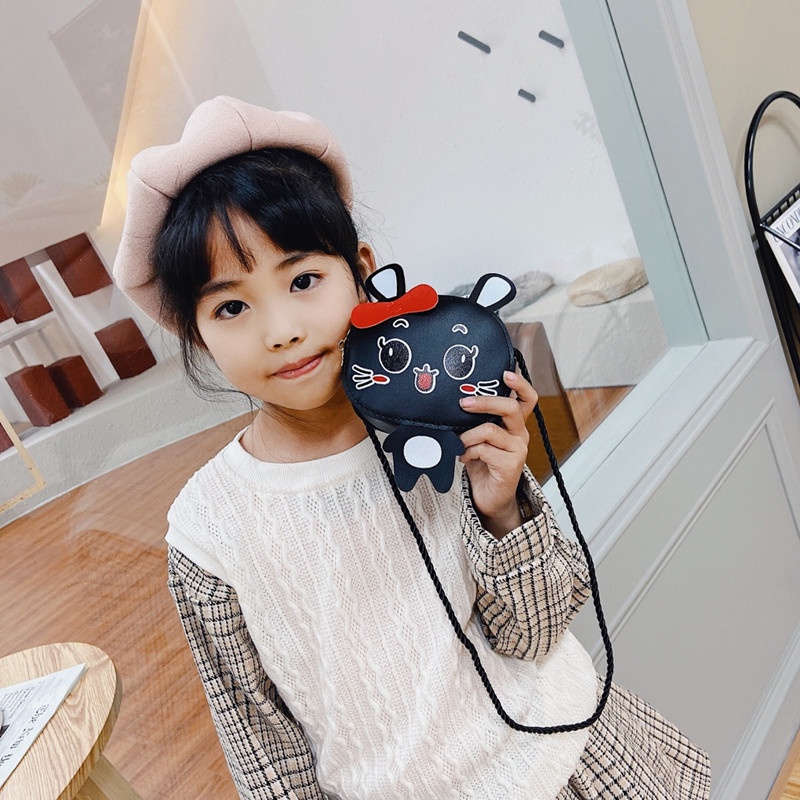 Túi Đeo Chéo mini Bằng Da PU In Họa Tiết Gấu Dễ Thương Dành Cho Bé Gái