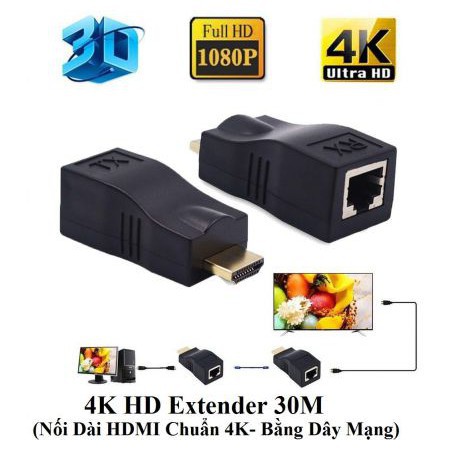 Bộ Thiết Bị Nối Dài HDMI Bằng Dây Lan 30-60m (Hdmi Extender 60m) - Bộ Kích Tín Hiệu HDMI Chống Nhiễu Cực Tốt