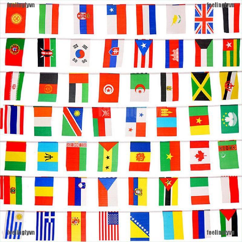 ❤TOP❤ Set 100 lá cờ quốc kì các nước trên thế giới có dây treo YO