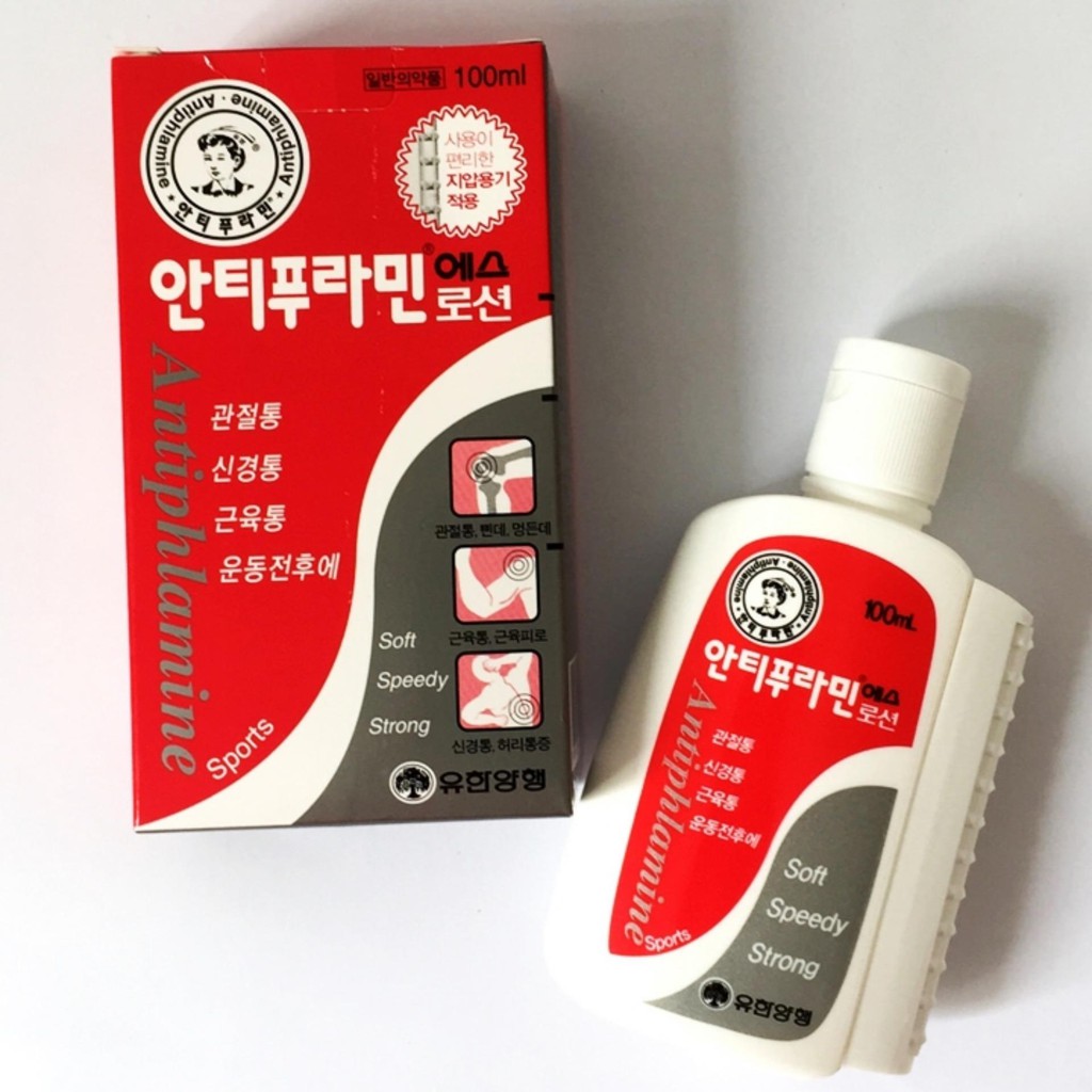 Dầu Nóng (Xoa Bóp) Hàn Quốc  ANTIPHLAMINE - Soft, speedy, strong 100ml ( Màu Đỏ ) Cam kết chính hãng