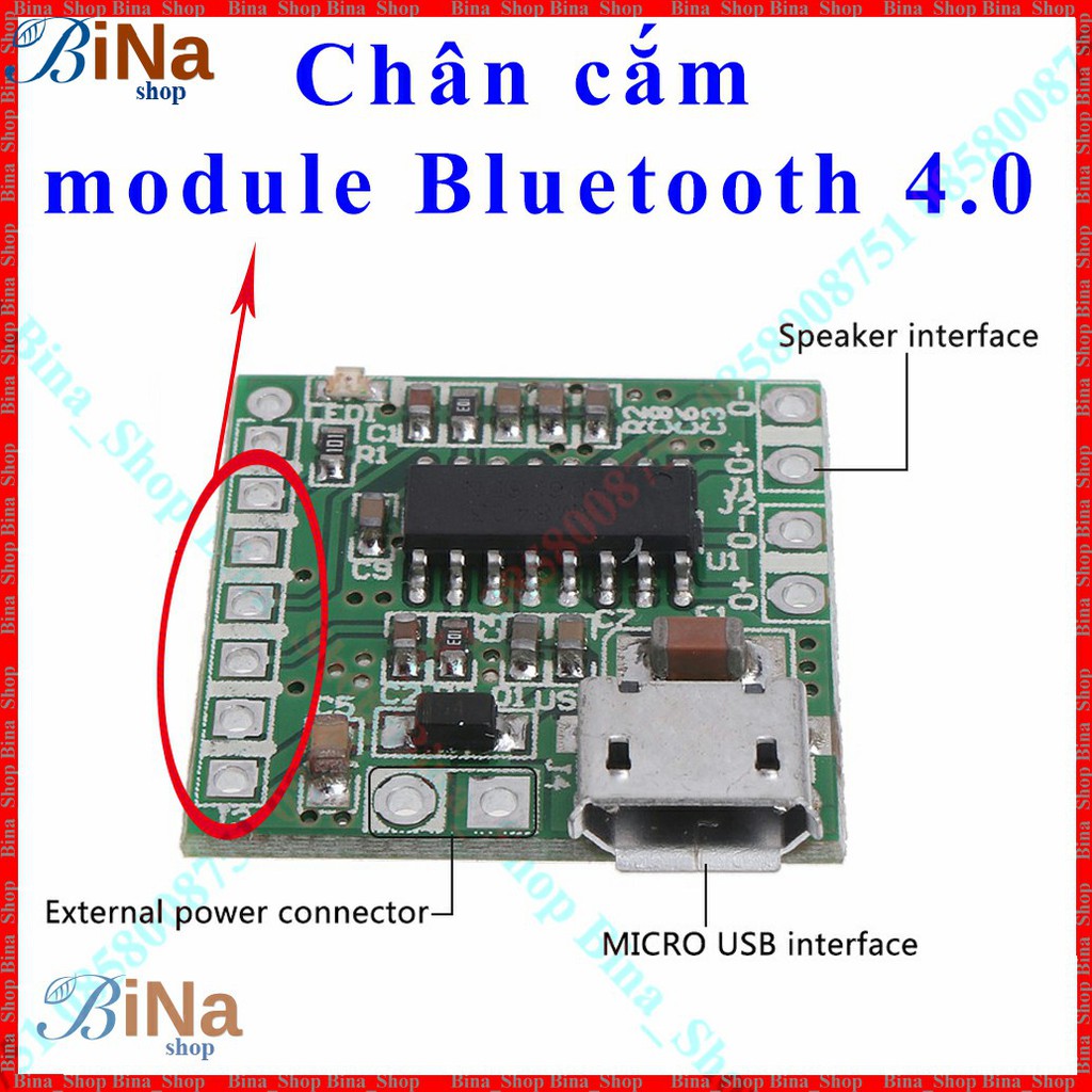 Mạch khuếch đại âm thanh PAM8403 (module Bluetooth 4.0 mua riêng)