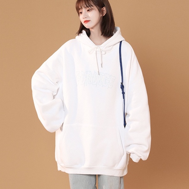 Áo Hoodie Tay Dài Dáng Rộng In Họa Tiết Phong Cách Retro