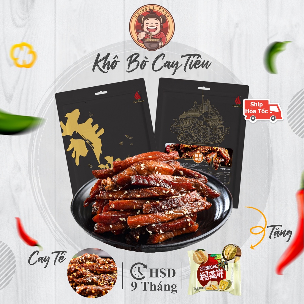 Khô Bò Cay Đồ Ăn Vặt Ngon Món Ăn Nhẹ FREE AROMA