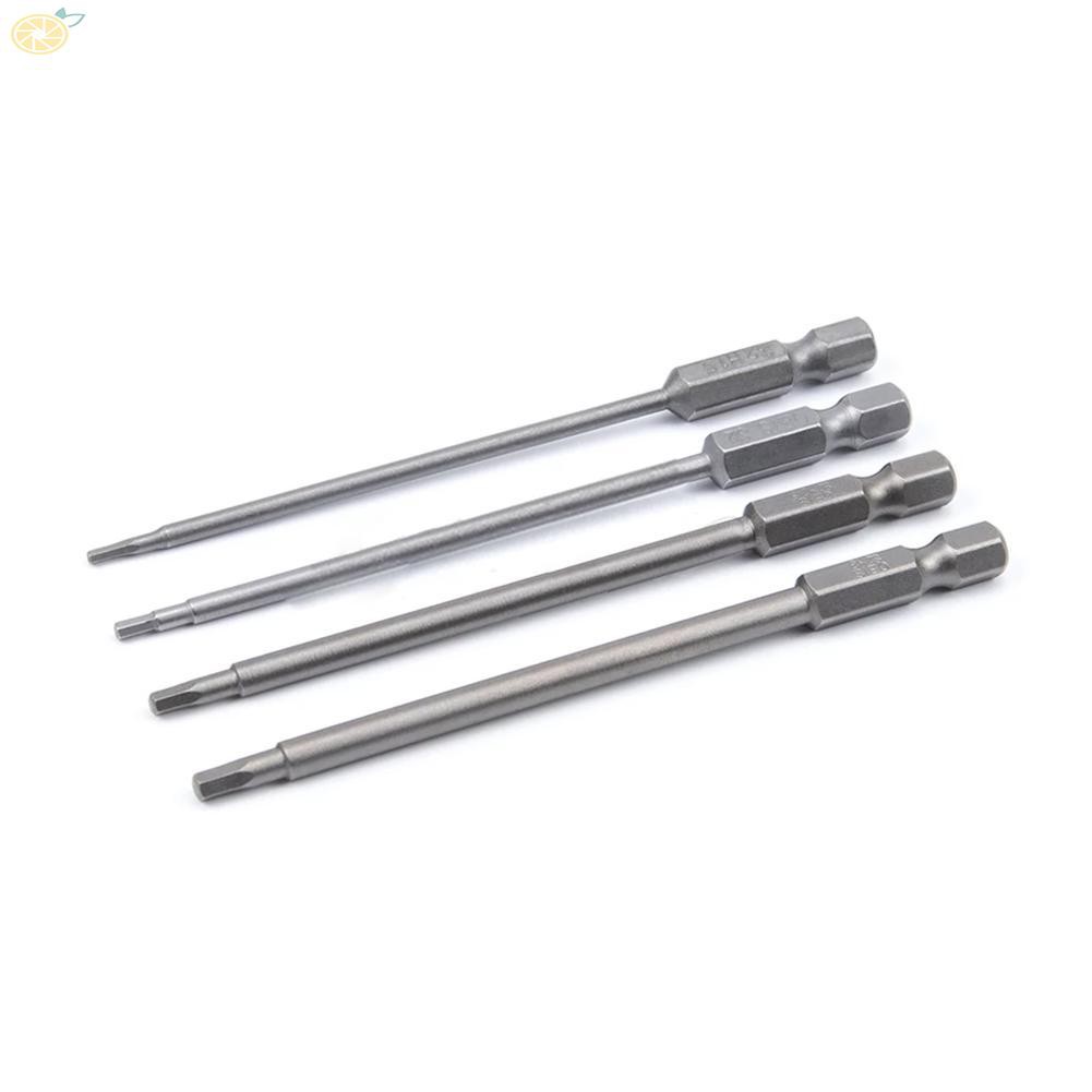 Screwdriver Bits 1/4 Hex Shank 4pcs Magnetic Head Screw Driver 1.5/2.0/2.5/3.0mm Kit Tool S2 alloy steel Silver