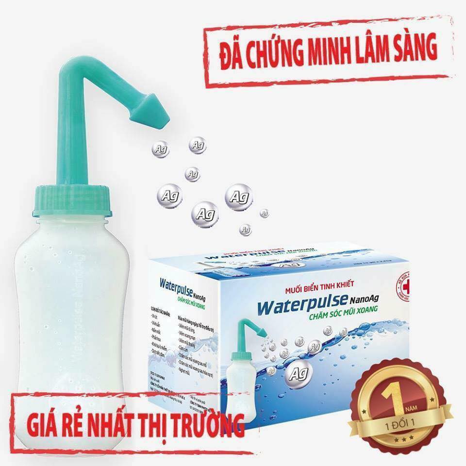 Bình rửa mũi kèm gói muối nano Bạc Waterpulse