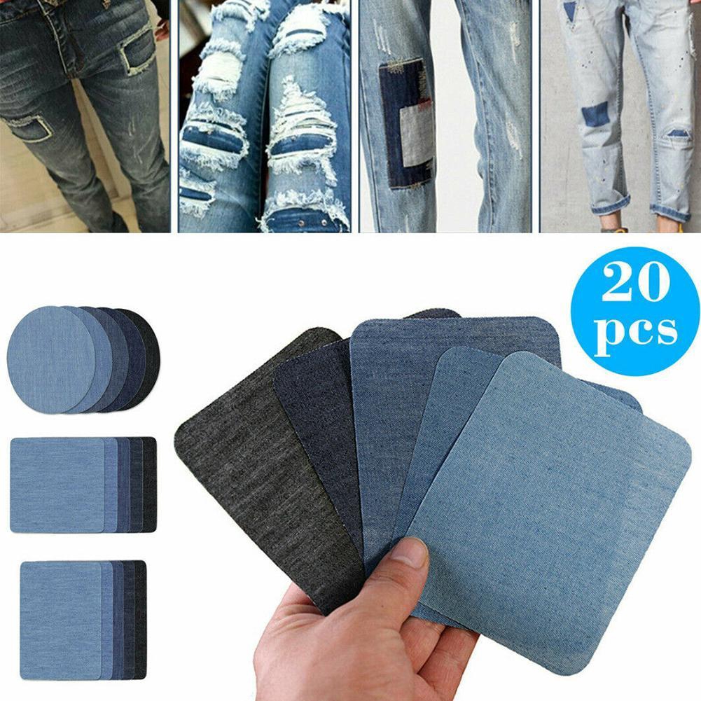 Bộ 20 miếng vá ủi thủ công quần jean vải denim 5 màu sắc