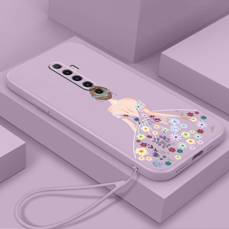 Ốp Điện Thoại TPU Silicon Mềm Họa Tiết Hoa Kèm Dây Đeo Cho oppo reno2 f reno 2 reno