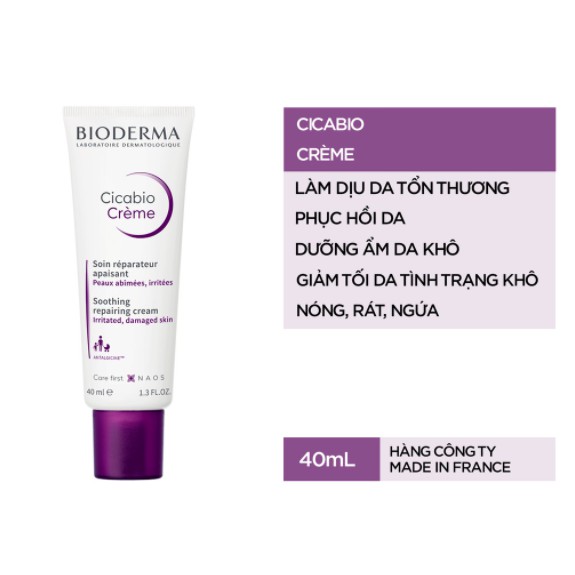 Kem Phục Hồi Da Bioderma Cicabio Creme 40ml Dưỡng Ẩm Phục Hồi Da