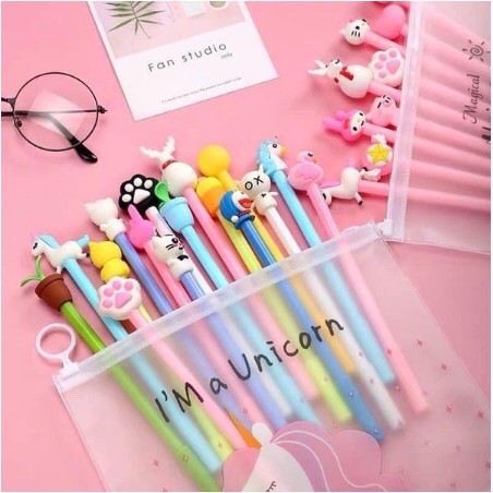 Bút Bi Nước Mực Gel/ Bút Bi Cute gắn đồ chơi