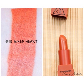 SON THỎI 3CE 116 INKED HEART - CAM ĐẤT