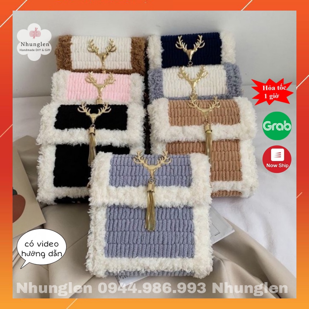 Túi Đeo Chéo Handmade Nhỏ Tự đan Mác Hươu  - Phụ Kiện Đan Túi