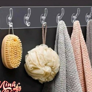 Móc dán tường trong suốt 6 móc tiện dụng dán tường siêu dính