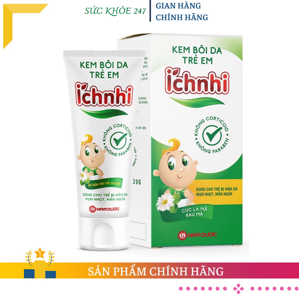 Kem Bôi Da Trẻ Em Ích Nhi Giúp Giảm Mẩn Ngứa, Sưng Đỏ, Dùng Cho Trẻ Bị Hăm Tã, Mụn Nhọt, Rôm Sảy Tuýp 20G