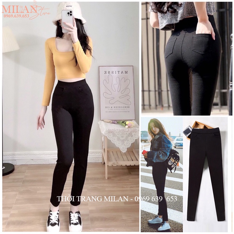 Quần legging cạp cao nữ gen bụng nâng mông vải Umi dày co giãn thun gân có túi trước sau mặc tập gym yoga thể dục thao