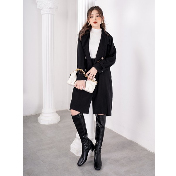 Áo măng tô dáng dài hai hàng cúc | BigBuy360 - bigbuy360.vn