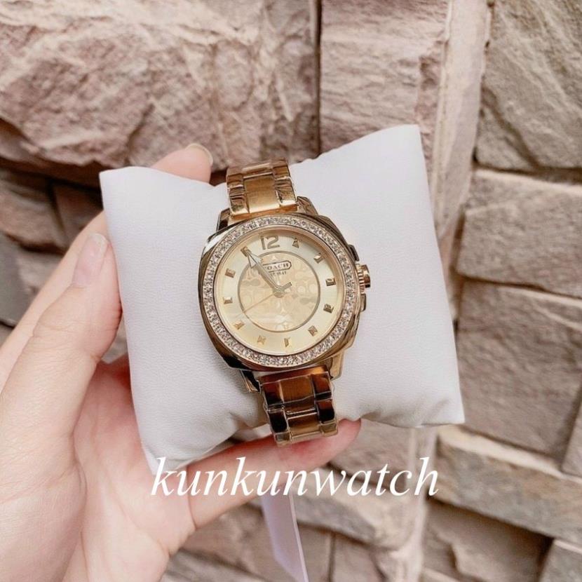 Đồng Hồ Nữ Coach BoyFriend 14501700 Đính Viền Pha Lê Màu Vàng - 34mm