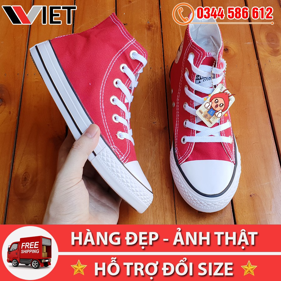 Giày Thể Thao CV Classic Đỏ Tươi Cao Cổ Cao Cấp