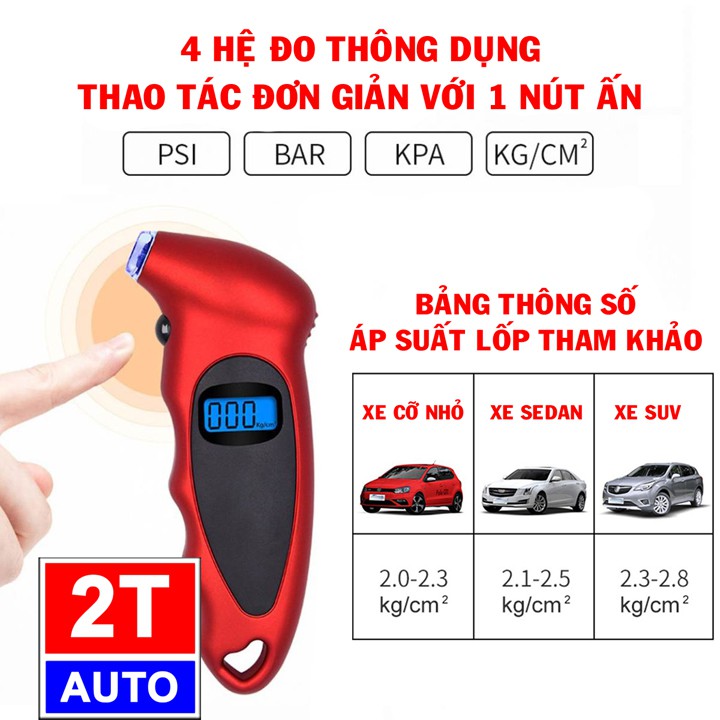 Thiết bị đo kiểm tra áp suất lốp điện tử, kiểm tra độ căng bơm lốp ô tô xe hơi xe máy:   SKU:251