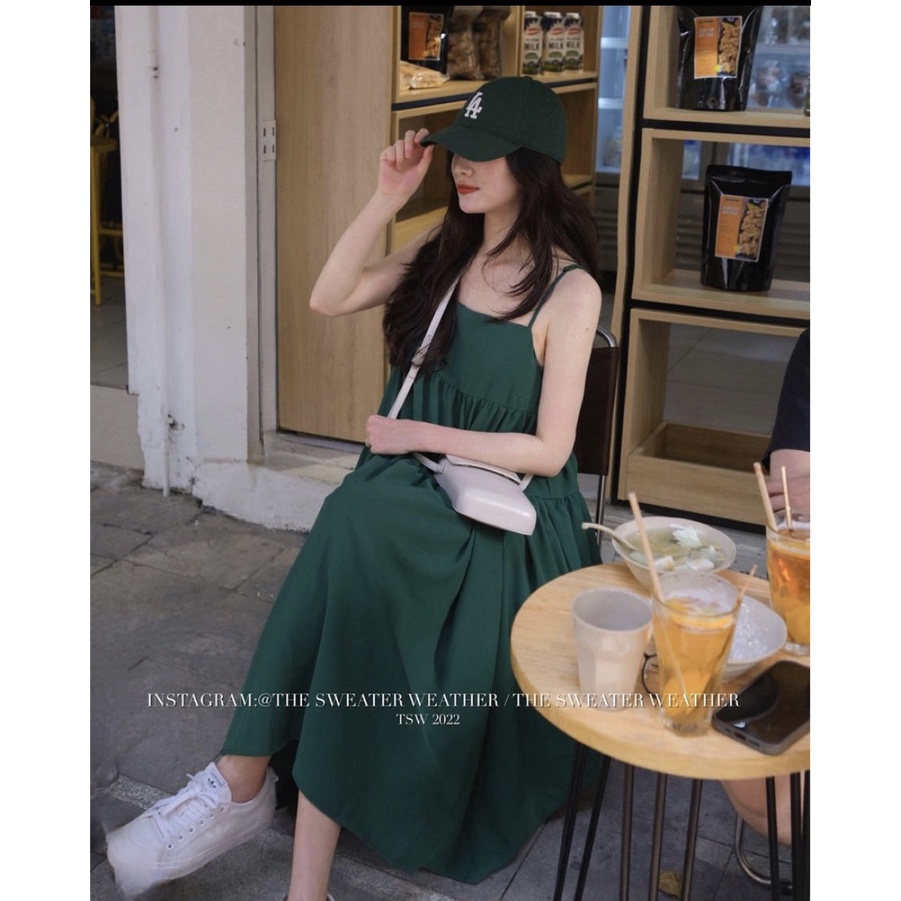 Váy Babydoll Đũi Xanh Hai Dây Ullzang Mặc Đi Chơi Bánh Bèo Form Rộng Hottrend Mã 363 | BigBuy360 - bigbuy360.vn