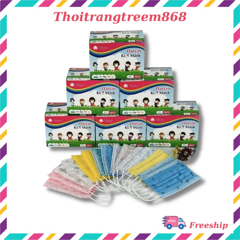 Khẩu trang cho bé💥GIÁ HỦY DIỆT💥Combo 10 chiếc khẩu trang trẻ con darvin kid mask 3 lớp cao cao cấp cho bé trai,bé gái