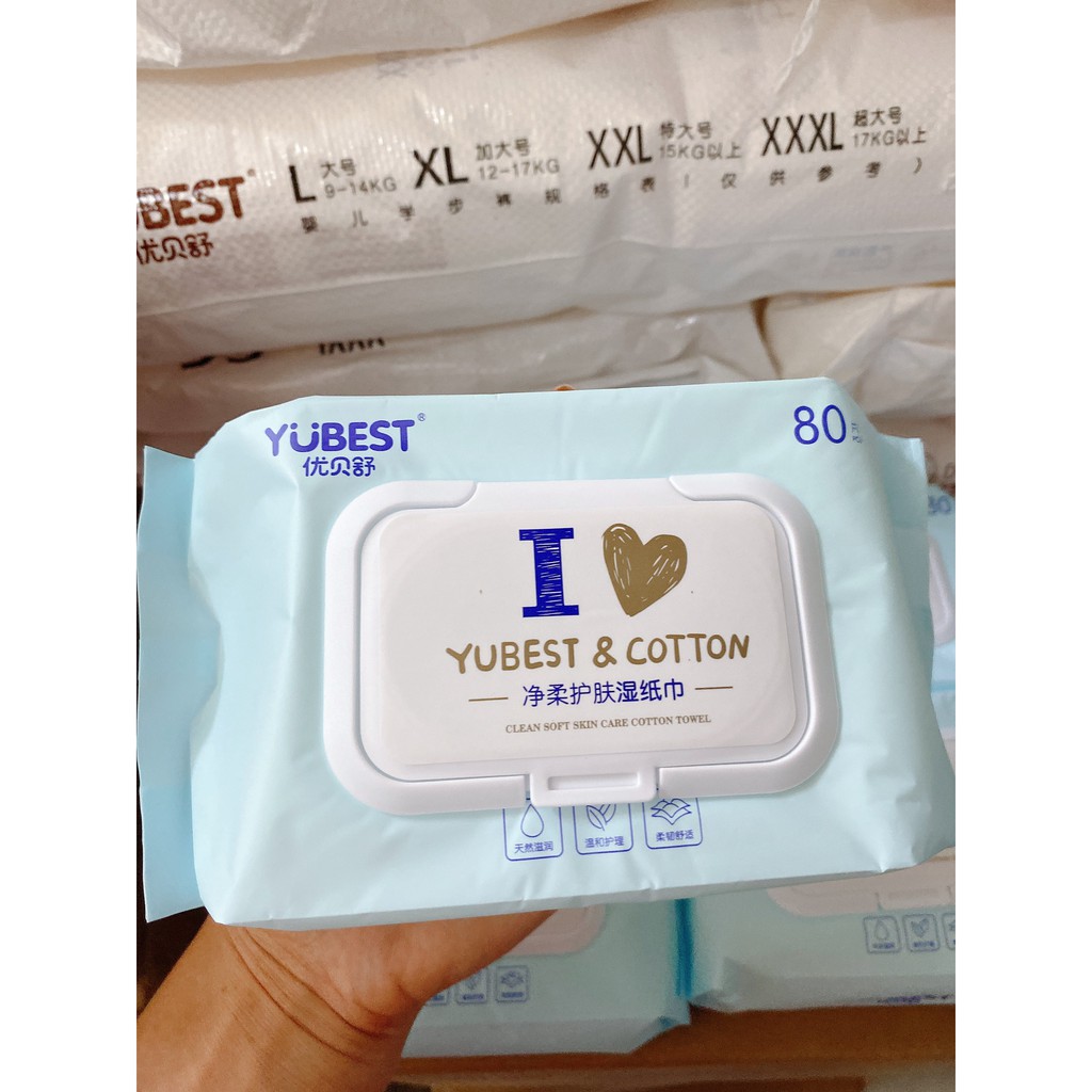 Khăn ướt YUBEST nội địa Trung 80 tờ/ 1 gói