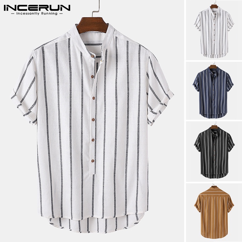 Áo Sơ Mi Ngắn Tay Kẻ Sọc Thời Trang Cho Nam