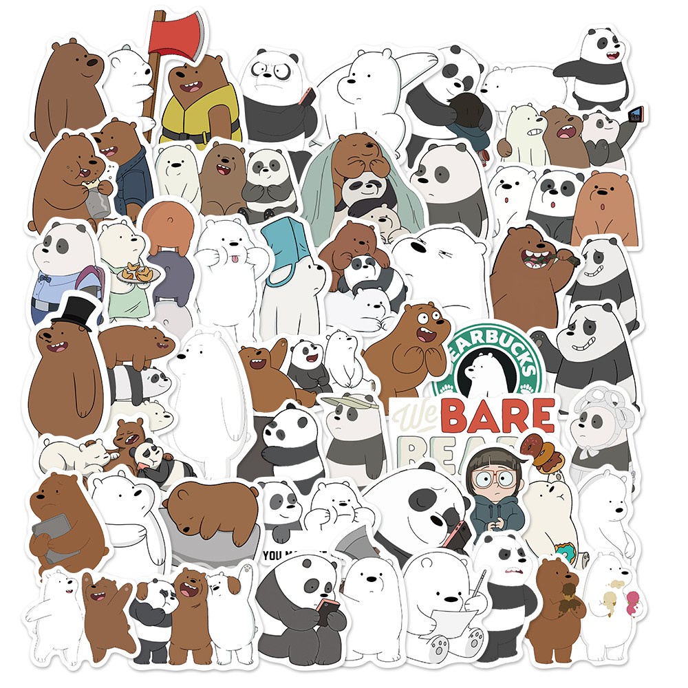 50 Miếng dán hình gấu dễ thương chống thấm nước độc đáo trang trí điện thoại / ván trượt