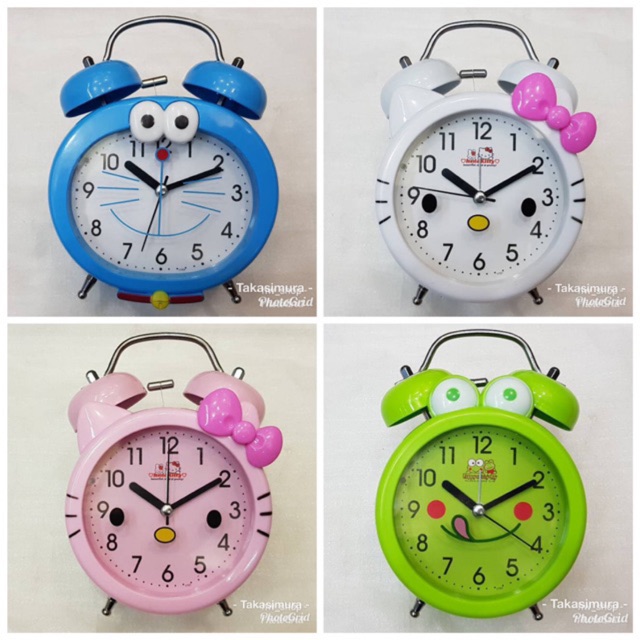 Đồng Hồ Báo Thức Hình Đầu Mèo Hello Kitty Keropi