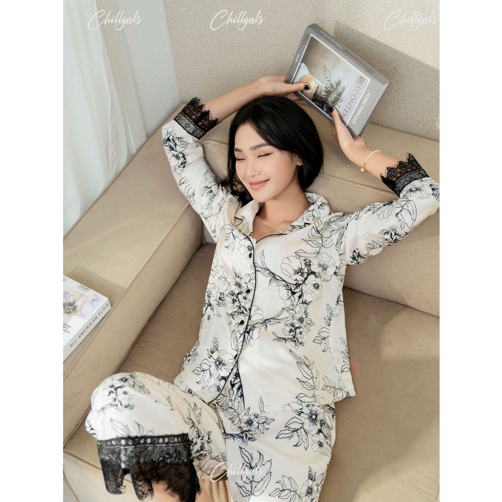 Bộ đồ Pijama Chillgals gấu ren họa tiết hoa SE-021