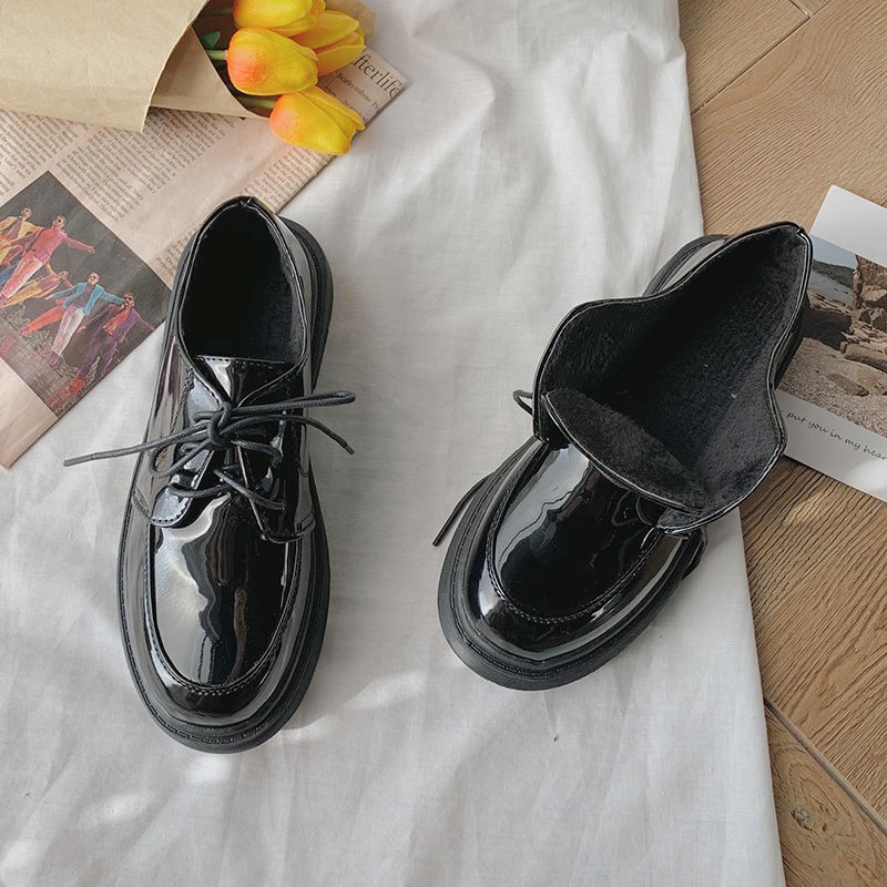 (Hàng sẵn) Giày ulzzang da buộc dây mũi tròn | BigBuy360 - bigbuy360.vn