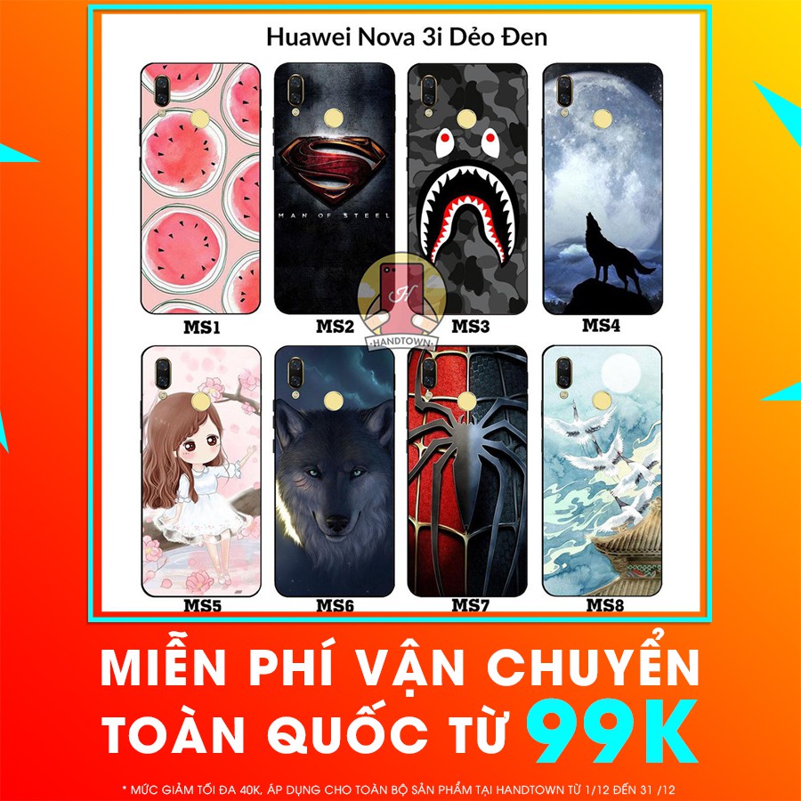 Ốp lưng Huawei Nova 3i dẻo đen in hình Phần B