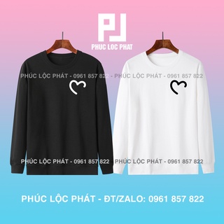 Áo đôi thu đông nỉ bông sweater tay dài trái tim dễ thương