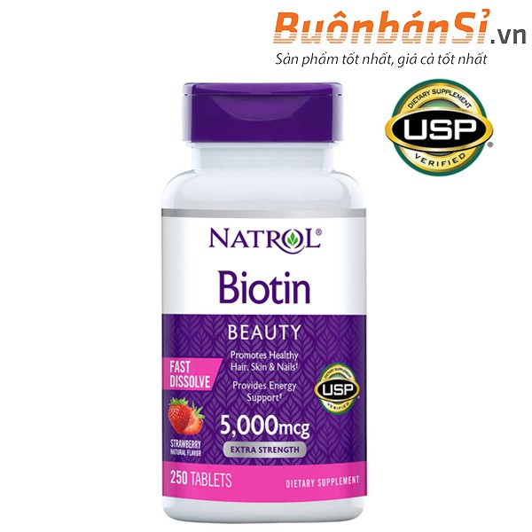 [MÃU MỚI] Kẹo Ngậm Đẹp Da Móng Tóc Natol Biotin Beauty 5000mcg 250 Viên Mỹ