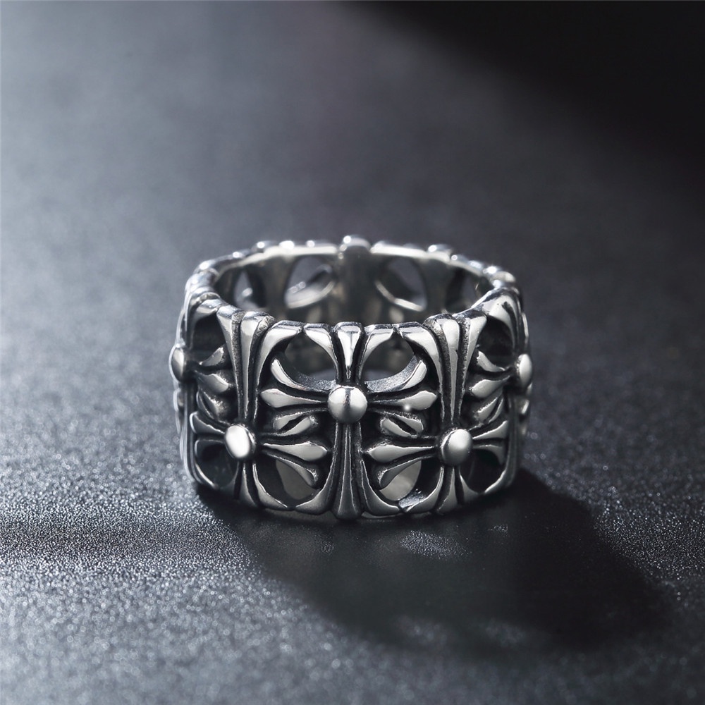 Nhẫn titan chrome hearts dạng ống 14mm không gỉ MR201201