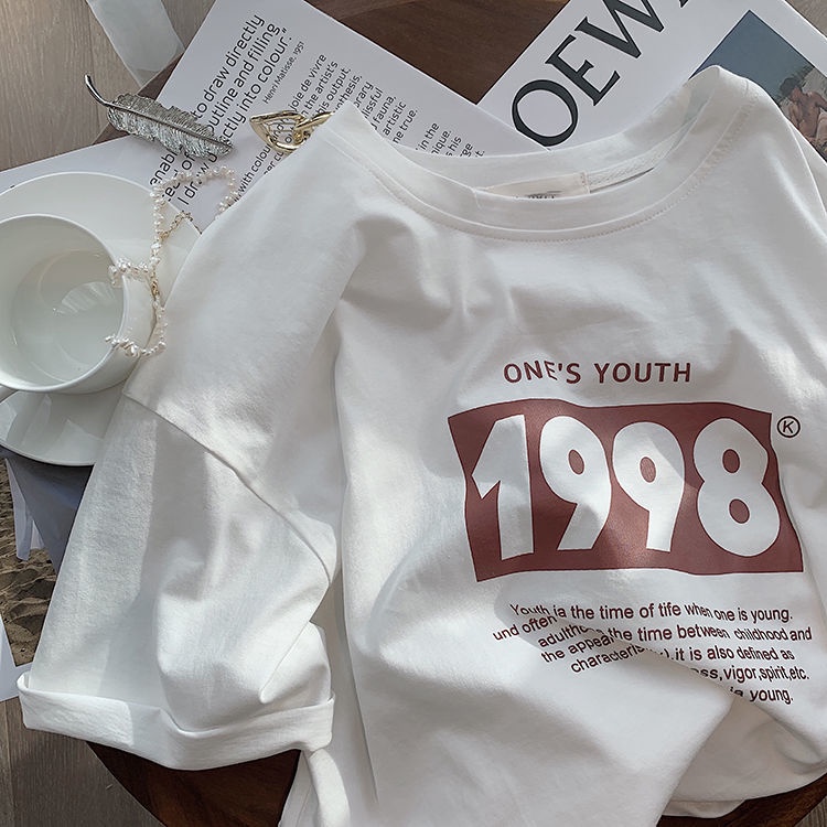 Áo Thun Ngắn Tay In Họa Tiết Kỹ Thuật Số Phong Cách Preppy Mùa Hè Cho Nữ Sinh