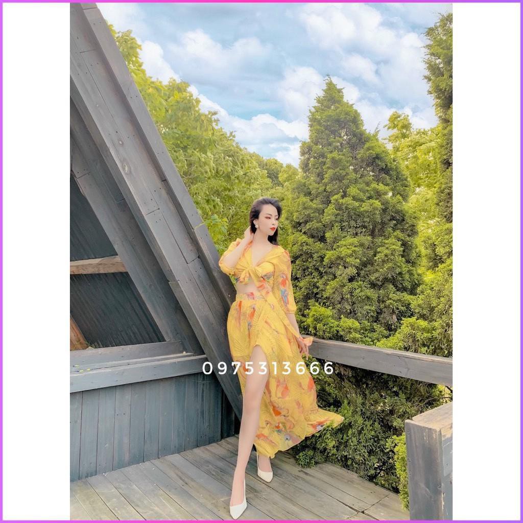 Set 2 Món Đi Biển, Đầm Maxi Đi Biển V97 Chất Voan Mềm Mát, Họa Tiết Hoa Rực Rỡ, Siêu Phẩm Cho Cô Nàng Sống Ảo.