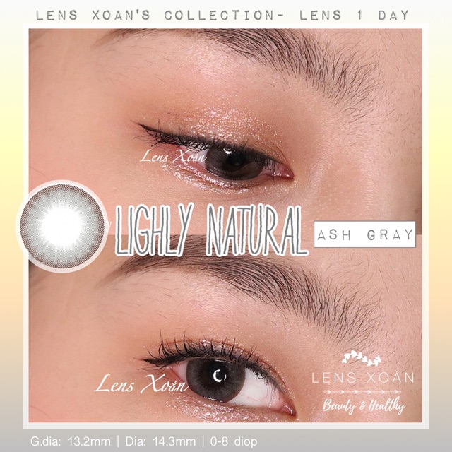 KÍNH ÁP TRÒNG 1 NGÀY LIGHLY NATURAL ASH GRAY - LENS TOWN - LENS XOẮN