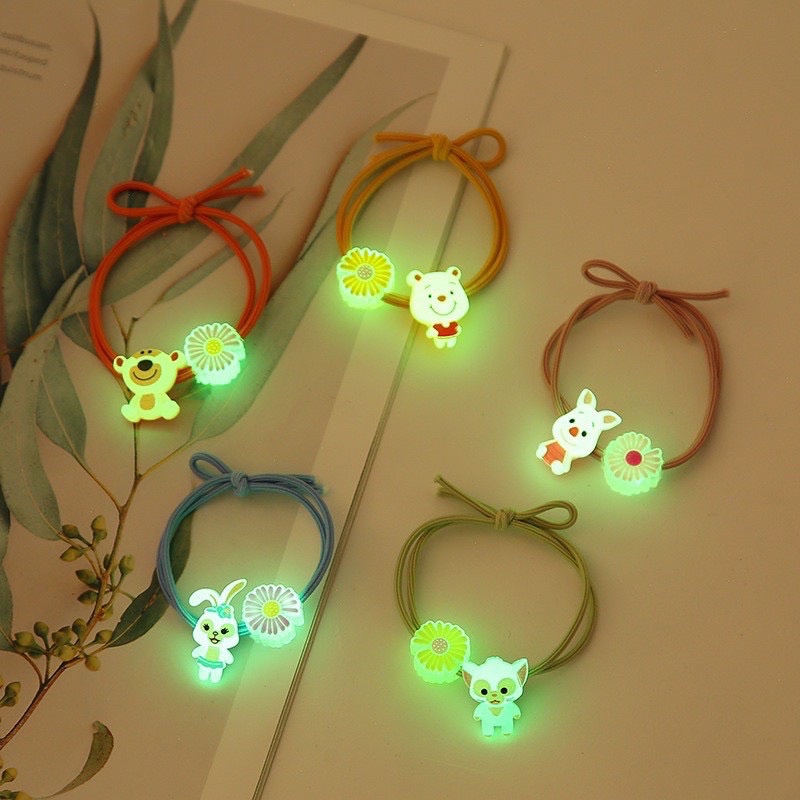 Set 5 dây cột tóc dạ quang phát sáng khi trời tối