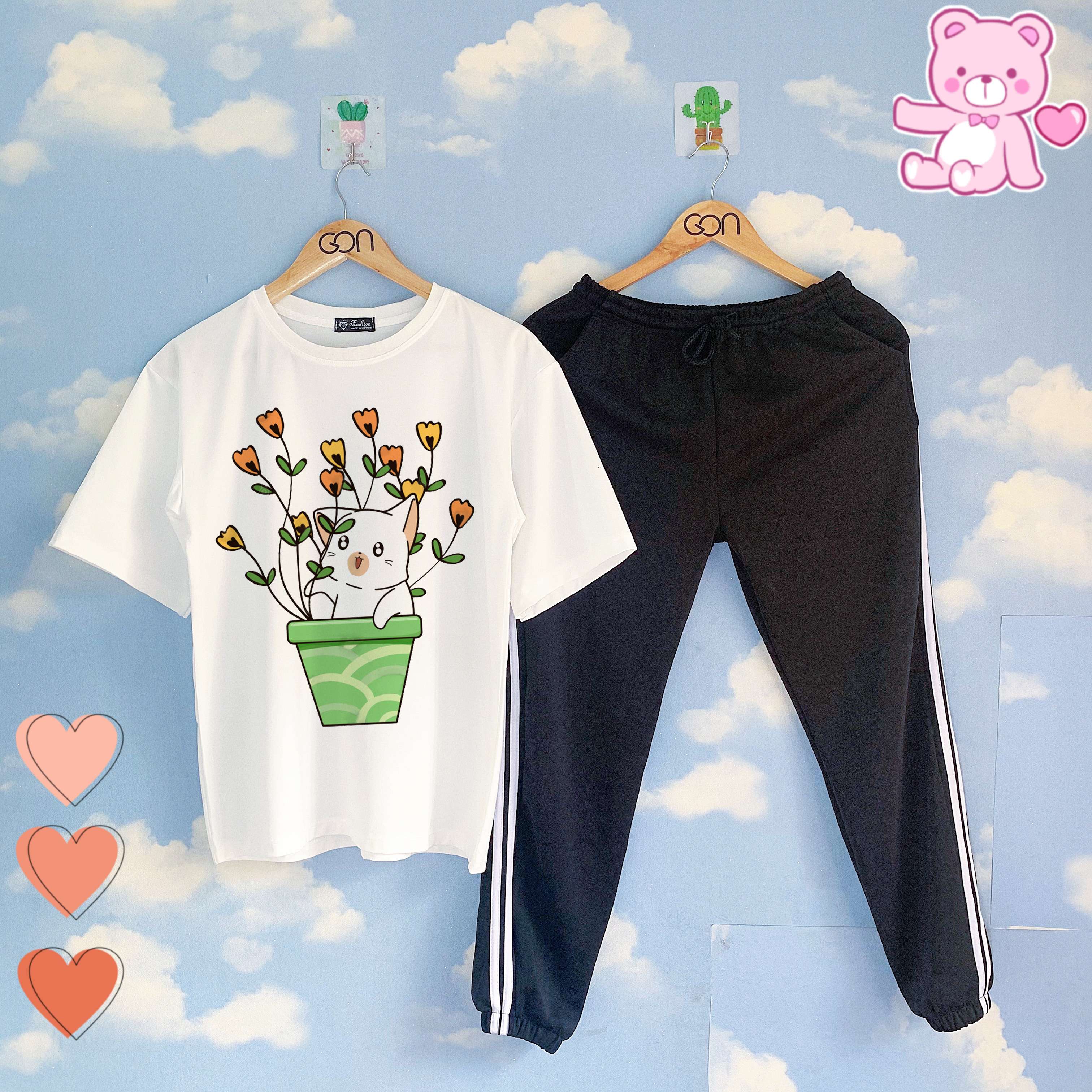 [COMBO TIẾT KIỆM] Set áo tay lửng quần thun 2 sọc ĐEN unisex, quần dài 2 sọc, 3 sọc, Áo tay lỡ và quần thể thao BLACK | BigBuy360 - bigbuy360.vn